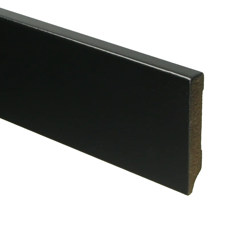 Hoge Kwaliteit MDF Moderne Plint 70x12 RAL 9005 Zwart 15936
